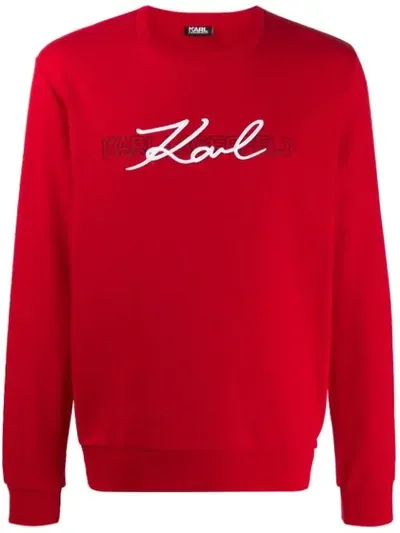 Karl Lagerfeld Embroidered Logo Sweatshirt In Red