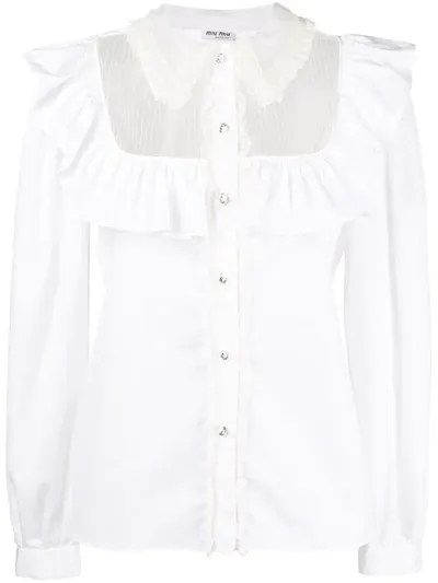 Miu Miu Bluse Mit Rüschen In White