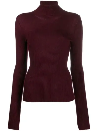 Mrz Turtleneck Knitted Top In Red