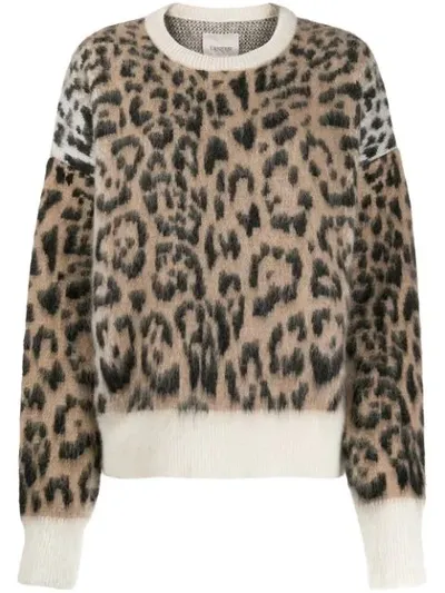 Laneus Leopard Print Knit Jumper In Neutrals