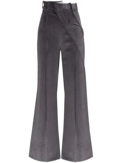 Situationist High-waisted Corduroy Trousers In Grey