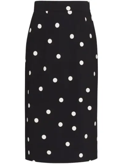 Dolce & Gabbana Cady Polka-dot Pencil Skirt In Black