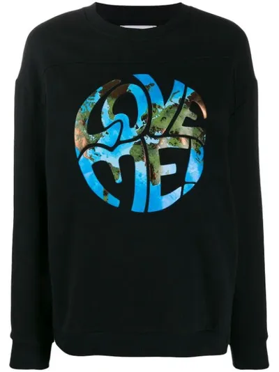 Alberta Ferretti Love Me Print Sweatshirt In Black