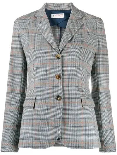 Alberto Biani Check-pattern Fitted Blazer In Blue