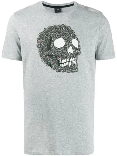 Ps By Paul Smith Skull Print T-shirt In Grey