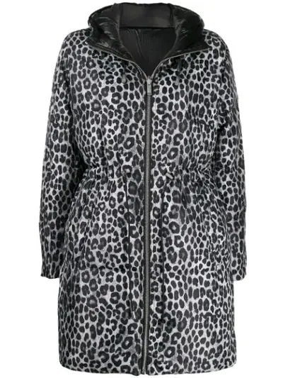 Michael Michael Kors Animal Print Reversible Down Jacket In Black