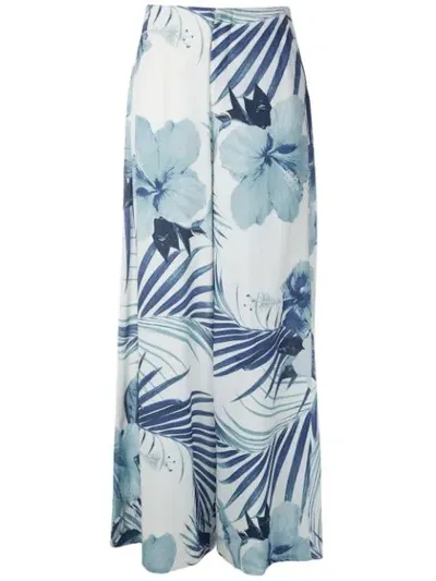 Osklen Hibisco Print Palazzo Trousers In Blue