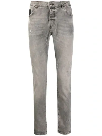 John Richmond Amsack Distressed Detail Denim Jeans In Grey