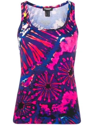 Dsquared2 Tie Dye Vest Top In Blue