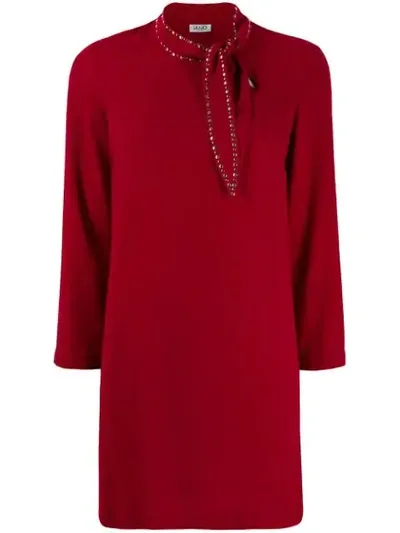 Liu •jo Embellished Shift Dress In Red