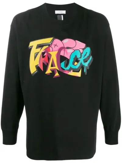 Facetasm Graffiti-print Jersey Top In Black