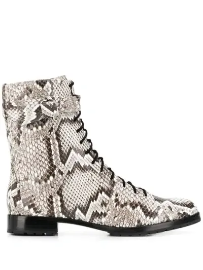 Alexandre Birman Snake-effect Ankle Boots In White