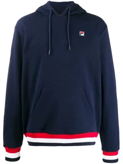 Fila Striped Detail Hoodie In Blue