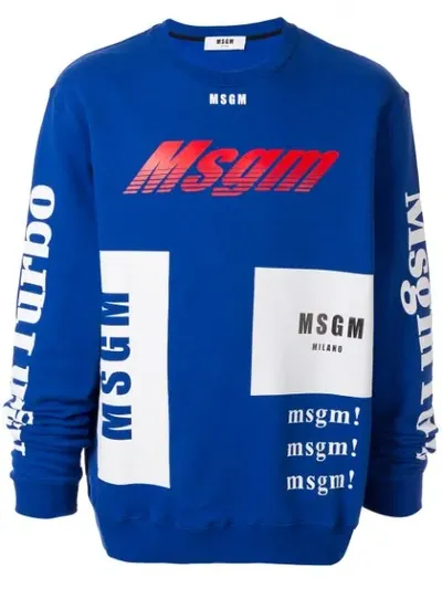 Msgm Turbo Logo Print Sweatshirt In Blue