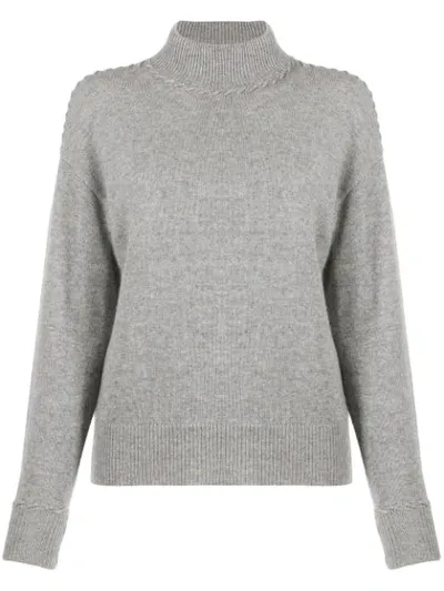 Theory Whipstitch Turtleneck Sweater In Grey