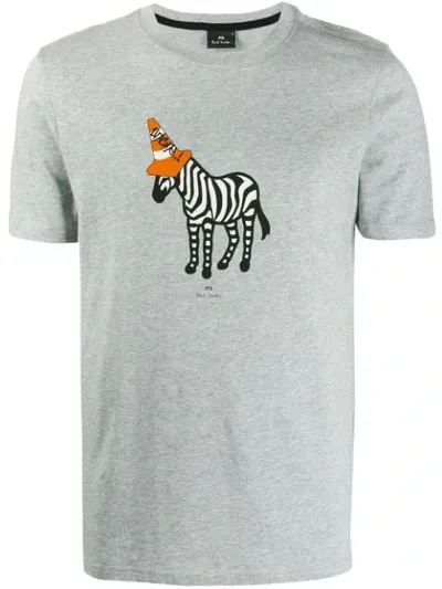 Ps By Paul Smith Cone Zebra-print T-shirt In Grey