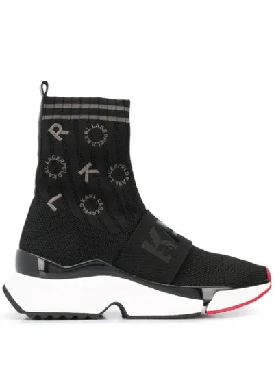 Karl Lagerfeld Aventur Embroidered Logo Sneakers In Black