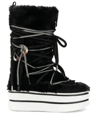 Hogan Faux Fur Snow Boots In Black