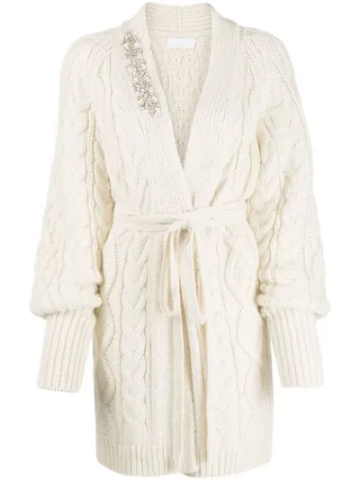 P.a.r.o.s.h Embellished Wrap Cardigan In Neutrals