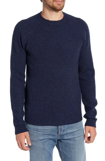 Schott Ribbed Wool Blend Sweater In Navy