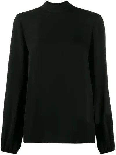 Theory High Standing Collar Blouse In Black