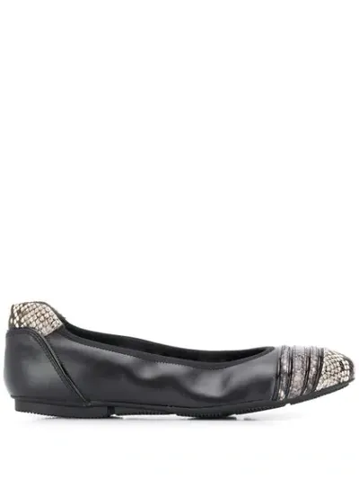 Hogan Snakeskin Print Ballerina Shoes In Black