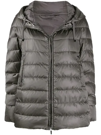 Max Mara Padded Hooded Jacket In Grey