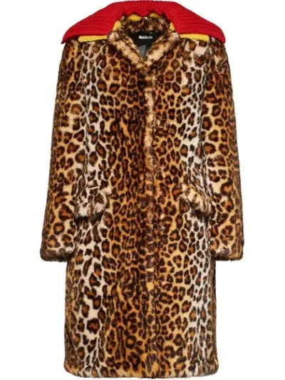 Miu Miu Faux Fur Leopard Print Coat In Green