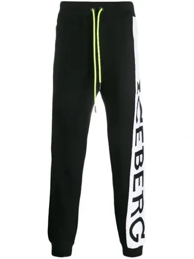 Iceberg Elasticated Waist Logo Trousers In Black