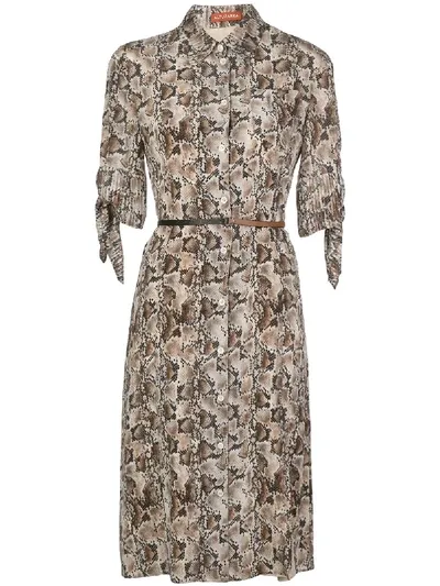 Altuzarra Narcissa Snakeskin-print Silk Shirtdress In Ivory