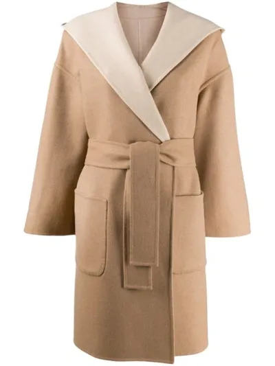 Brunello Cucinelli Belted Wrap Coat In Neutrals