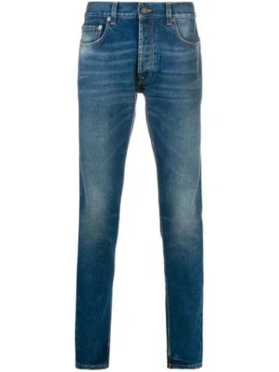 Htc Los Angeles Mid-rise Skinny Jeans In Blue