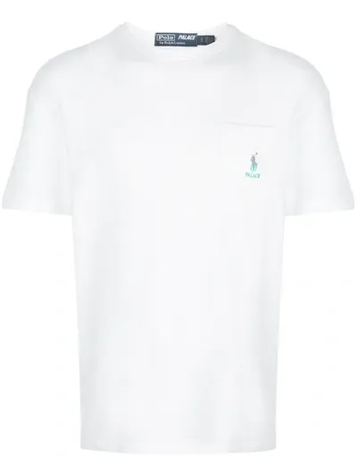 Palace X Polo Ralph Lauren Logo Embroidered T-shirt In White