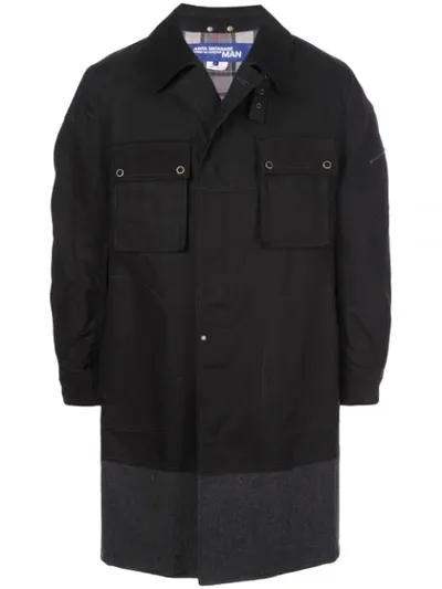 Junya Watanabe Panelled Single Breasted Coat In Black