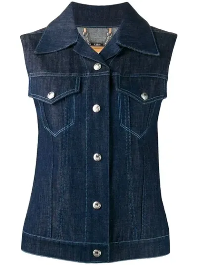 Chloé Sleeveless Denim Jacket In Blue