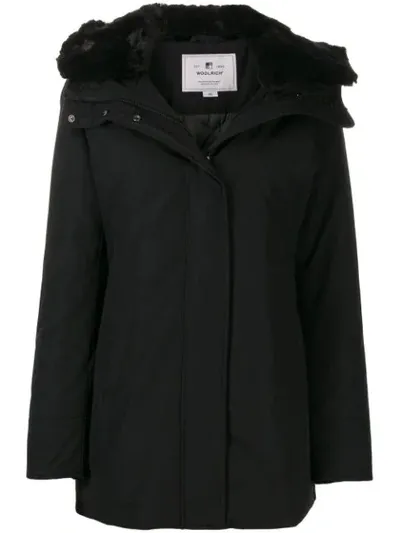 Woolrich Faux-fur Trimmed Parka In Black