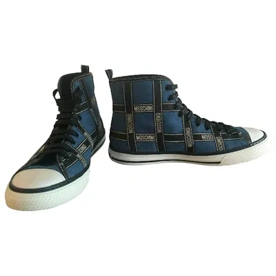 Pre-owned Moschino Cloth Trainers In Blue