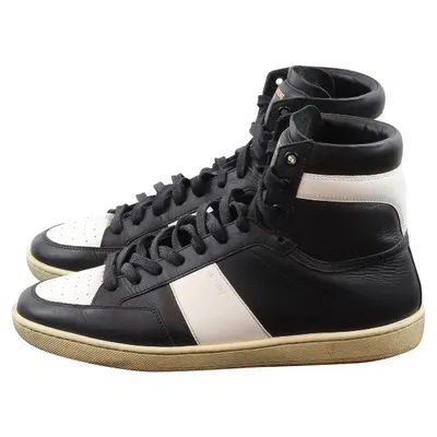 Pre-owned Saint Laurent Leather Trainers In Black