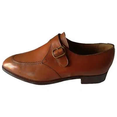 Pre-owned John Lobb Leather Flats In Brown