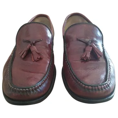 Pre-owned Bally Leather Flats In Burgundy