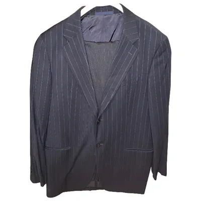 Pre-owned Armani Collezioni Wool Jacket In Navy