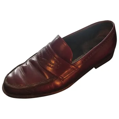 Pre-owned Bally Leather Flats In Burgundy