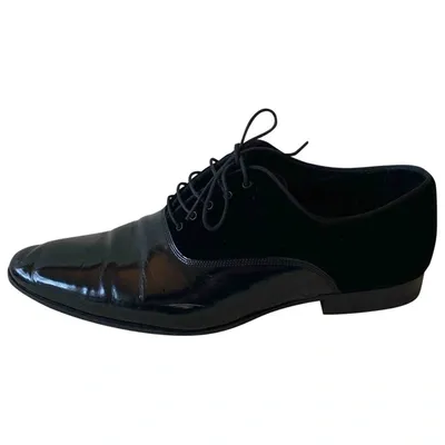 Pre-owned Saint Laurent Smocking Leather Lace Ups In Black