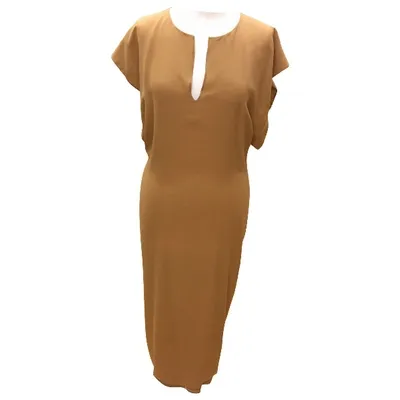 Pre-owned Stephan Janson Silk Mid-length Dress In Camel