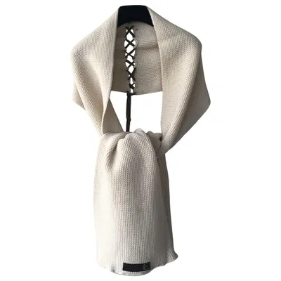 Pre-owned Just Cavalli Wool Scarf In Ecru