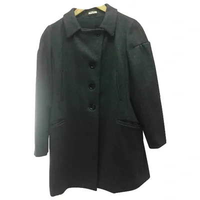 Pre-owned Miu Miu Wool Coat In Grey