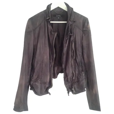 Pre-owned Muubaa Leather Biker Jacket In Purple