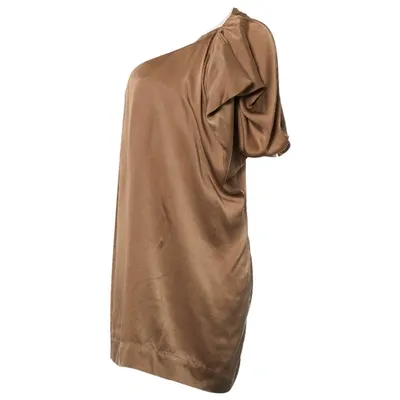 Pre-owned L'autre Chose Silk Mini Dress In Beige