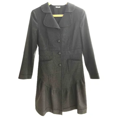 Pre-owned Miu Miu Wool Coat In Grey