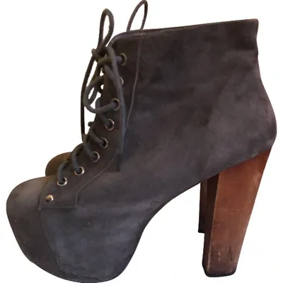 Pre-owned Jeffrey Campbell Lace Up Boots In Grey